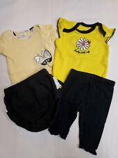 Lot X4 Infant Girl (2) One-Piece And (1) Bloomers & (1) Black Pant Size O-3 Mos