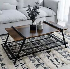 Retro Coffee Table Nordic minimalist Wood top/Black Wrought Iron living/Dining - Toronto - Canada