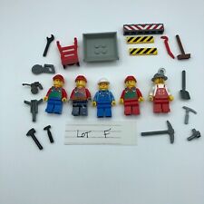 LEGO 5 construction workers minifig lot with tools accessories city town lot F