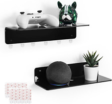 Black Acrylic Floating Shelves Set of 2 - Damage Free Expand Wall Space - Toronto - Canada