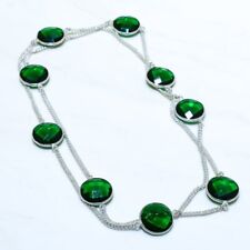 Chrome Diopside Gemstone Handmade Ethnic Silver Jewelry Necklace 36 NRJR3819"