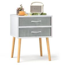 Nightstand with Drawer Modern White Night Stand with Solid Wood Legs Bedside ... - Mumbai - India