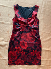 Dress Elegant Red Roses in Black 3D Look Brand Connected Apparel Size 14