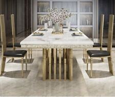 Minimalist Modern Stainless Steel Marble-Top Dining Table Set - Toronto - Canada