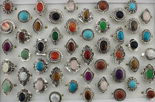 Wholesale Lots 32pcs Mixed Color Natural Stone Jewelry Womens Adjustable Rings