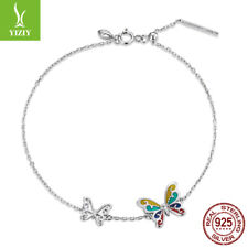 Fashion Authentic 925 Sterling Silver Brilliant butterfly Bracelet Women Jewelry