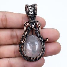 Rock Crystal Gemstone Handmade Copper Wire Wrapped Jewelry Pendant 2.2 PBA471"