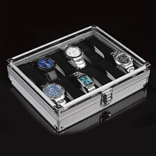 6/12 Grids Wrist Watch Display Box Case Holder Locked Jewelry Storage OrganizY7