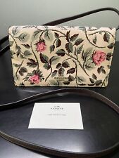 EUC Coach Pink Sleeping Rose Crossbody Bag Wallet Floral Pink Rose Excellent Con