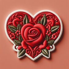 Heart Patch Iron-on Applique Clothing Love Badge Valentine's Day Red Rose Gift