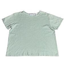 Orvis Womens Large Shirt Green Knit Short Sleeve Cotton Blouse Top