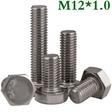 M12 x 1.0 Fine Thread 304 Stainless Steel Hex Head Bolts Hex Cap Screws DIN 933 - CN