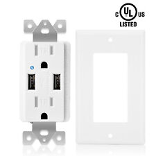 Outlet with Wall Plate Smart Chip 4.2A USB Charging Port Tamper Resistant Safety - South El Monte - US