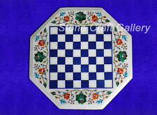 15 Marble Chess Game Table Top Semi Precious stones Floral Inlay Handmade Work"