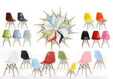 11 COLOUR Plastic Chair with Wooden legs Lounge Dining Retro Designer