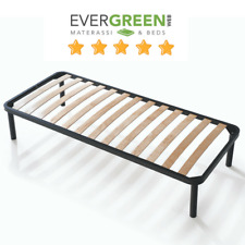 Single or Double Orthopedic Bed Sommier H 35 Iron Structure Wooden Slats