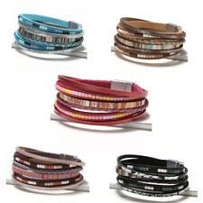 Boho Multilayer Leather Bracelet Men's Women Wristband Bangle Jewelry