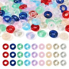 90Pcs Donut Transparent Glass European Large Hole Beads Jewelry Making 10x3mm