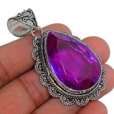 Purple Kunzite Gemstone Handmade 925 Sterling Silver Jewelry Pear Cut Pendant