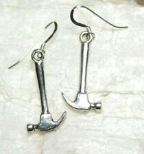 Hammer Earrings Construction tools .925 sterling silver hooks pewter charms tool