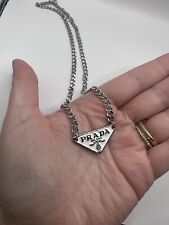 Authentic Prada Tag Necklace-‼️WHITE/SILVER‼️-designer Necklace-Designer Jewelry