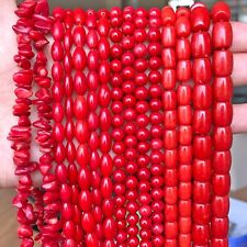 Natural Red Coral Irregular Chip Drop Round Loose Beads for Jewelry Making DIY