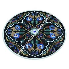 30 Marble Black Round Coffee Garden Table Top Inlay Arts Furniture Decor H3421A"