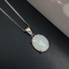 Fire Opal Rainbow Oval Shape 925 Sterling Silver Pendant