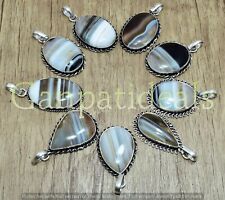 Botswana Agate Gemstone Pendant 5pcs Wholesale Lots 925 Silver Plated Jewelry