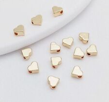 Spacer Loose Beads Jewelry Making Accessories Love Heart Pattern Gold Plated DIY