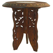 Guéridon removable 2 pieces 31x32cm side table wood marquetry brass