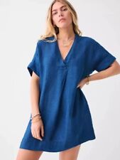 Brand New Faherty Women's Blue Sanibel Basketweave Dress Indigo $178