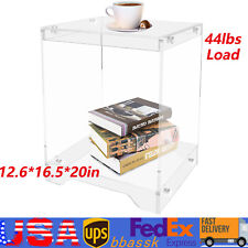 2 Tiers Rectangular Clear Acrylic End Table Modern Side Table 32*42*51cm