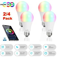 2/4 Pack WiFi Smart LED Light Bulb RGB Dimmable E26 For Alexa/Google Home USA - US