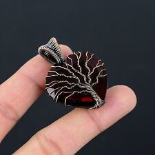 Lavish Tree Of Life Garnet Gemstone Copper Wire Wrap Handmade Pendant Jewelry