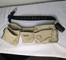 AWP General Construction Leather Tool Belt 100% Suede Tan Adjustable Multi Use