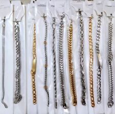 10pcs Top Mix Mens Gold Silver Stainless Steel Chain Link Bracelets Punk Jewelry