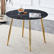 Modern Minimalist 40 Circular Dining Table, 0.3" Thick Black Top - Mumbai - India"