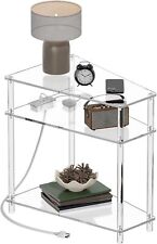 HMYHUM Acrylic Wedge End Table with Charging Station, 3 Tier Triangular Side... - Mumbai - India