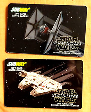 SUBWAY GIFT CARDS (2) * STAR WARS - THE FORCE AWAKENS * FUN NOVELTY !!!