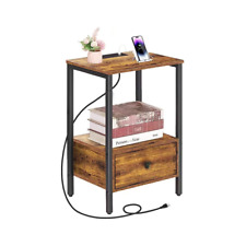 Side Table with Charging Station Narrow End Table W/Storage Drawer Power Outlets - Denver - US