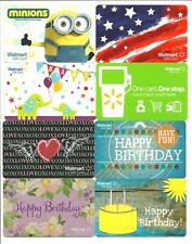 Lot (8) Walmart Gift Cards No $ Value Collectible incl. Minions, US Flag