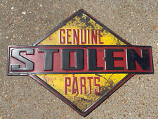 Retro GENUINE STOLEN PARTS Car Auto Metal Wall Embossed Tin Sign Funny