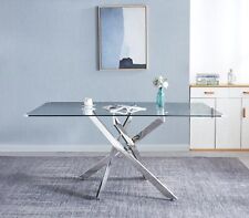 Rectangular Tempered Glass Dining Table Modern Dining Room Interior For 6 People - El Monte - US