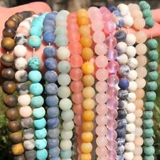 4/6/8/10/12mm Natural Gemstone Matte Round Loose Beads Jewelry DIY Making 15.5''