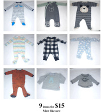 Lot of Baby Boy Overalls & Shirts NB & 0-3M Long Sleeves & More - 9 items