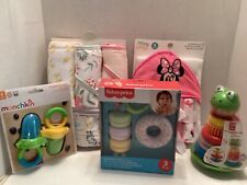 Lot of 5 New Baby Items Hooded Towels/Fresh Feeder/Mr. Frog Stacking Rings