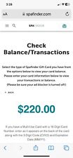 Spa Finder E-gift Card Value On Card $220