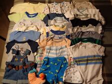 Lot of 24 pieces, boys 0-3 months clothing outfits.