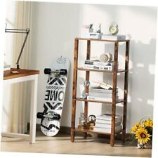 4 Tier Tall Wooden Bookshelf with Storage, Narrow Bookcase for Small Brown - Miami - US